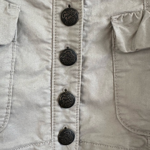 GUESS❓VINTAGE BUTTON JACKET TAN WOMEN SIZE MEDIUM STRETCH - Picture 13 of 14